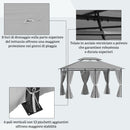 Gazebo da Giardino 300x400x275 cm con 6 Tende e Tetto a 2 Livelli in Acciaio e Poliestere Grigio Scuro      