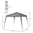 Gazebo Pieghevole 240x240 cm con Protezione UV e borsa in Tessuto Oxford Grigio      