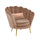 Poltrona a Conchiglia 78x73x78 cm in Velluto Vintage Piedi Oro Sofia Marrone