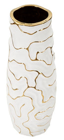 Vaso Lia Ø12x29,5 cm in Ceramica Bianco e Oro      