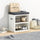 Panca Scarpiera da ingresso Industrial 44x30x40 cm con Cuscino Imbottito e Mensola Bianco Grigio