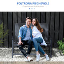 Sedia Panchina da Campeggio 2 Posti Pieghevole 118x65x96 cm in Acciaio e Tessuto a Rete Grigio