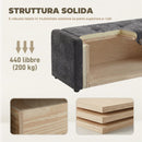 Cassapanca Contenitore 122x48x44 cm Capienza 142L Pouf Seduta Ampia Imbottita Capacità 200 kg in Lino Grigio Scuro      