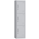 Armadio per Ufficio 45x38x180 cm a 3 Porte Indipendenti con Serratura e 2 Chiavi in Acciaio Grigio Chiaro      
