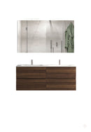 Mobile da Bagno Sospeso con Lavabo 120cm 2 Vasche e Specchio Bali Light Double Noce Scuro      