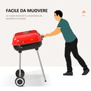 Barbecue a Carbone Carbonella con Coperchio e Ruote 