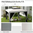 Gazebo da Giardino 3x3 m con Zanzariera Doppio Tetto e 8 Fori in Acciaio e Poliestere Grigio      