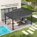 Copertura per Gazebo da Giardino 3x4 m a 2 Livelli in Tessuto Oxford 600D con Fori di Drenaggio Grigio Scuro      