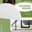 Tavolo Pieghevole per Giardino e Campeggio Ø122x73 cm in Acciaio e HDPE Grigio e Bianco