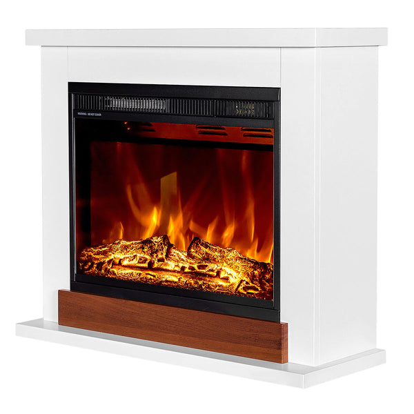 Camino Elettrico da Pavimento 70x80x30 cm Effetto Fiamma 1500W Sting & Lorance Bianco/noce sconto