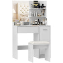 Consolle Trucco con Specchio e Sgabello 80x40x132 cm Bianco   