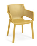 Set 6 Sedie da Giardino Keter Elisa 61x54x79 cm Trama Geometrica Verde Rosso e Giallo 