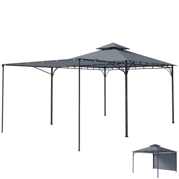 sconto Gazebo da Giardino con Tetto Estensibile 320x320x275 cm con Fori di Drenaggio in Metallo e Poliestere Grigio Scuro