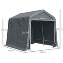 Tendone Garage per Auto Attrezzi 280x240x240 cm in Metallo e Tessuto Polietilene Grigio