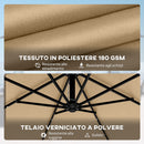 Ombrellone da Giardino Decentrato 330x295x245 cm con LED Solari in Metallo e Poliestere Cachi      