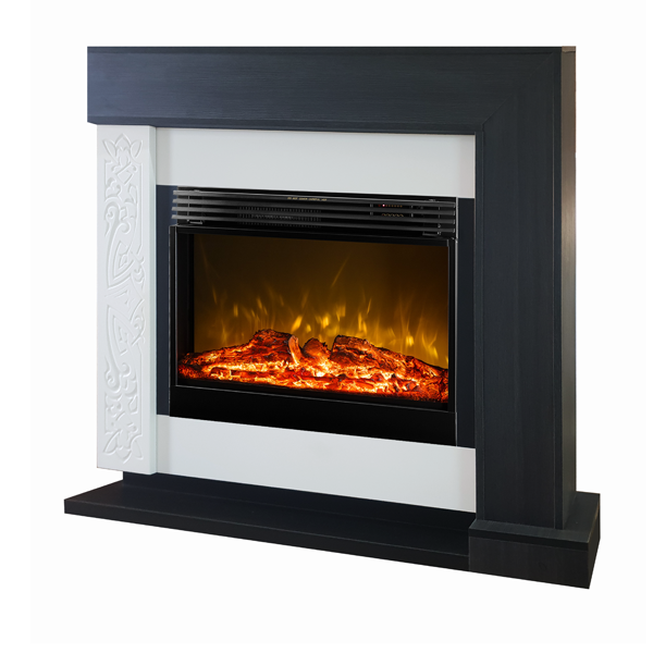 sconto Camino Elettrico da Pavimento 120x127x30 cm Effetto Fiamma 1950W Neon & Mirabella Bianco/grigio
