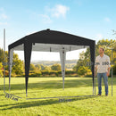 Gazebo Pieghevole da Giardino 297x297x288 cm ad Altezza Regolabile con Luce Centrale e Telecomando in Metallo e Poliestere Nero      