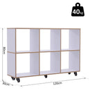 Libreria a 6 Scomparti Aperti con Rotelle in Legno Bianco 120x30x80 cm 