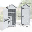 Armadio da Esterno 77x52,5x178 cm Armadio con Banco Lavoro Ribaltabile in Legno Grigio      