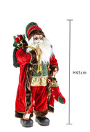 Babbo Natale con Gliet Green H45 cm Rosso/Verde