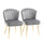 Set 2 Sedie Imbottite 57x58x88 cm in Tessuto Effetto Velluto Grigio