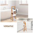 Mobiletto da Bagno 3 Ripiani 21x30x81 cm in MDF Bianco e Bambù