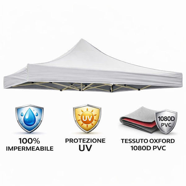 sconto Tetto di Ricambio Impermeabile per Gazebo 2x2 m Market in Tessuto Oxford Bianco