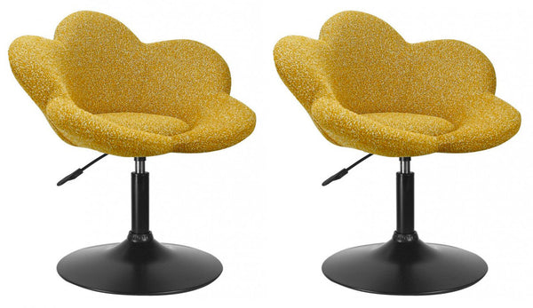 Set 2 Poltroncine da Soggiorno 69x55x69/81 cm in Schiuma Poliuretanica Fleur Nero-Senape sconto