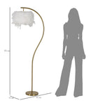 Lampada da Terra Semi Arc 60x33x170 cm in Ferro e Plastica Bianco e Oro      