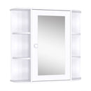 Specchiera da Bagno 1 Anta coon Mensole 66x17x63 cm in Legno  Bianca