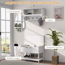 Mobile Ingresso con Scarpiera e Appendiabiti 80x20x40 cm in MDF e Poliestere Bianco