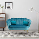 Divano salotto 122x73x78 cm 2 Posti in Velluto Seduta a Conchiglia Lola Blu