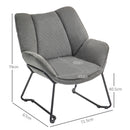 Poltrona Imbottita 71,5x67x79 cm in Tessuto Effetto Lino Grigio  