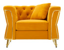 Poltrona Emy Senape con Cuscino 104x83x76 cm in Legno e Poliestere      