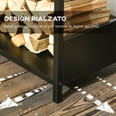 Scaffale Portalegna 39x35x76 cm in Acciaio Nero