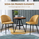 Set 2 Sedie Imbottite 49x50x77 cm in Velluto Giallo