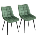 Set 2 Sedie Imbottite 46x58,5x85,5 cm in Tessuto Vellutato Verdi