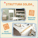 Set Tavolo e Sedia per Bambini 3-8 Anni con Lavagna Nera, Lavagna Bianca, Contenitori e Rotolo di Carta, Bianco      