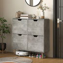 Mobile Scarpiera con 4 Cassetti Ribaltabili 95x26x95 cm a 2 Livelli per 16 Paia in Legno Grigio  