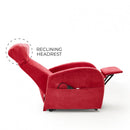 Poltrona Alzapersona Elettrica 2 Motori 74x85x160 cm in Tessuto Rosso
