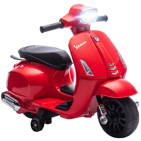 Scooter Elettrica per Bambini Licenza Piaggio Vespa 6V Faro Clacson Ruote Ausiliarie Rosso prezzo