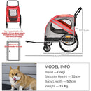 Carrellino Rimorchio per Cani e Animali Domestici 140x72,5x107,5 cm in Acciaio e Tessuto Oxford Rosso