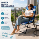 Sedia Sdraio 68x58x45-108 cm Relax con Cuscino Design Floreale  Struttura Pieghevole in Acciaio e Poliestere Blu e Bianco      