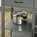 Carrello da Cucina 88,5x46x91,5 cm in Legno MDF e Vetro Grigio