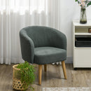 Poltrona Moderna a Botte Gambe in Legno in Tessuto Imbottito Verde Scuro   