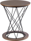 Tavolino Tondo Ø60x68 cm in MDF Motti Alma Noce Scuro e Nero