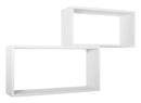 Set 2 Mensole Cubo da Parete Rettangolare in Fibra di Legno Bislungo Bianco