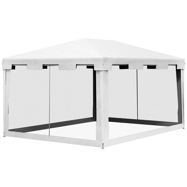 Gazebo da Giardino Pieghevole con Zanzariera e 2 Ingressi 4x3m in Metallo e PE Bianco e Nero sconto