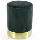 Pouf Poggiapiedi 31x31x38 cm in Metallo MDF e Tessuto Velluto Verde Scuro