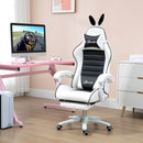 Sedia da Gaming con Orecchie da Coniglio 65x63x136-142 cm Poggiapiedi Cuscini in Pelle PU Nero      